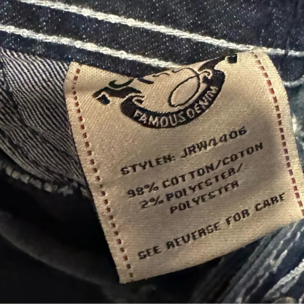 Y2K Jrag  Famous Denim LA Jeans JRW 4406 blue embellished street studded US30 - Picture 10 of 10